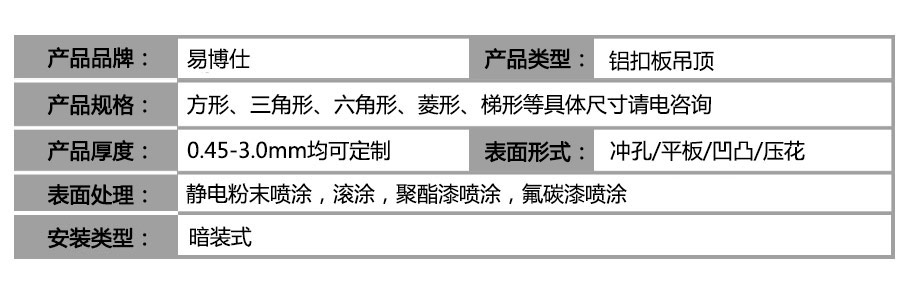 黑边铝扣板产品参数